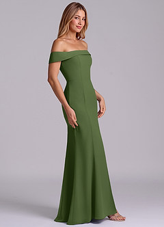 Azazie Luciana Vestidos de damas de honor Vestido de Oliva de Gasa de Corte Recto Convertible con Vestidos sin tirantes image5