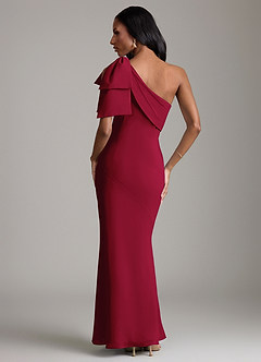 Azazie Yuanna Bridesmaid Dresses Burgundy Mermaid One Shoulder Chiffon Dress image6