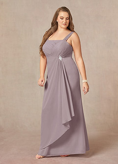 Azazie Weisz Abiti per la Madre della Sposa Abito A-Line in Chiffon Plissettato con Scollo Quadrato Dusk image11