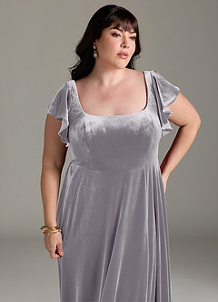 Azazie Bondi Bridesmaid Dresses French Lilac A-Line Side Slit Velvet Dress image11