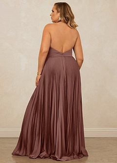 Christian Siriano Bridal for Azazie 1007 Bridesmaid Dresses Espresso A-Line Pleated Stretch Satin Dress image11
