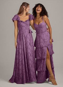 Azazie Aricella Bridesmaid Dresses Wisteria A-Line Corset Floral Burnout Dress image2
