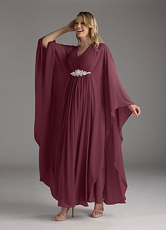 Azazie Drew vestidos de madre de la novia Vestido de Cabernet de Gasa de Corte En A con Plisado image1