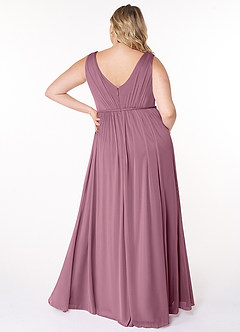 Azazie Tanicia Bridesmaid Dresses Vintage Mauve A-Line V-Neck Pleated Mesh Dress image6