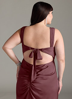 Azazie Jesaphine Brudtärnklänningar Klänning av Tubklänning i Stretch Satin Rosett Sangria image13