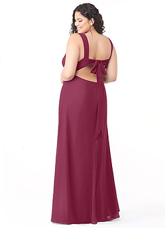 Azazie Christiana Final Sale Mulberry A-Line V-Neck Pleated Chiffon Dress image8