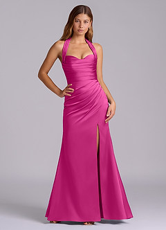 Azazie Destiny Bridesmaid Dresses Fuchsia Mermaid Sweetheart Neckline Stretch Satin Dress image6