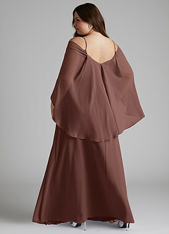 Azazie Cienna Jurken voor bruidsmeisjes Jurk van Chiffon met A-Lijn Off the Shoulder Espresso image8