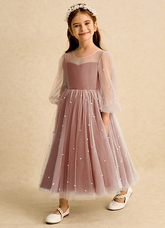 Azazie Trudy Flower Girl Dresses Auburn Ball-Gown Sweetheart Neckline Tulle Dress image4