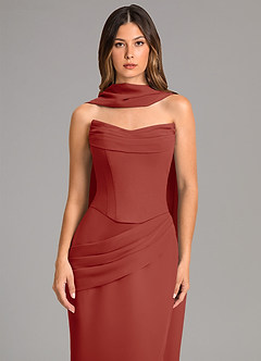 Azazie Sorrel Jurken voor bruidsmeisjes Jurk van Chiffon met Zeemeermin Korset Terracotta image6