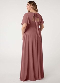 Azazie Kimber Bridesmaid Dresses Desert Rose A-Line Flounce Sleeve Chiffon Dress image12