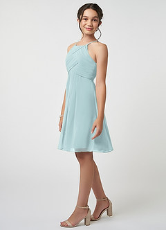 Azazie Ginny Junior Mist A-Line Pleated Chiffon Dress image3