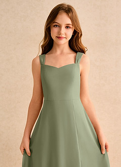 Azazie Makani Girls Formal Flower Girl Dresses Pistachio A-Line Sweetheart Neckline Chiffon Dress image6