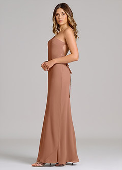 Azazie Monroe 신부 들러리 드레스 쉬스 한쪽 어깨 쉬폰 바닥 길이 드레스 image5