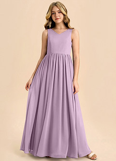 Azazie Hathaway Junior Wisteria A-Line Bow Chiffon Dress image3
