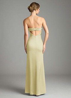 Azazie Leonis Jurken voor bruidsmeisjes Converteerbaar Jurk van Stretch Satijn met Zeemeermin Geplooid Citroensorbet image2