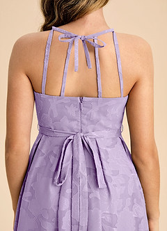Azazie Arianthe Junior Lilac A-Line Pleated Floral Burnout Dress image7