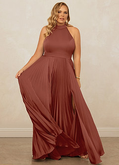 Christian Siriano Bridal for Azazie 1007 Bridesmaid Dresses Auburn A-Line Pleated Stretch Satin Dress image12