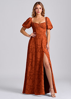 Azazie Mirian Bridesmaid Dresses Paprika A-Line Sweetheart Neckline Floral Burnout Dress image5