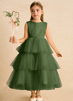 Azazie Marshmallow Sukienki dla dziewczynek sypiących kwiaty Suknia balowa Ukłon Tiul Długość kostki Sukienka image6