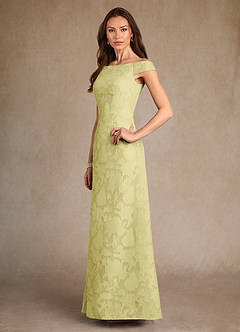 Azazie Moore Abiti per la Madre della Sposa Abito A-Line in Burnout Floreale Scollo a barca Sorbetto Al Limone image4
