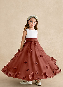 Azazie Vi Flower Girl Klänningar Klänning A-Line i Tyll Ärmlös image8