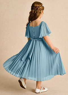 Azazie Gisele Abiti da Ragazza di Fiori Abito A-Line in Chiffon Plissettato Blu Lunatico image3