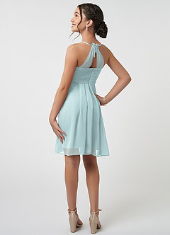 Azazie Ginny Junior Mist A-Line Pleated Chiffon Dress image4