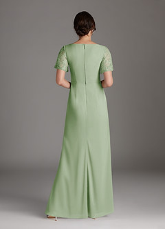 Azazie Jannie Mother of the Bride Dresses Dusty Sage A-Line V-Neck Lace Stretch Chiffon Dress image4