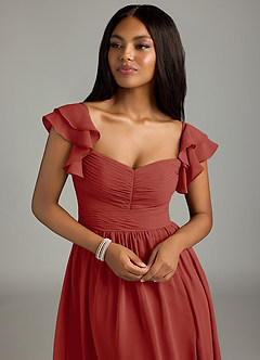 Azazie Anaya Jurken voor bruidsmeisjes Jurk van Chiffon met A-Lijn Geplooid Terracotta image6