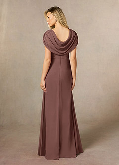 Azazie Mary Vestidos para mãe da noiva Vestido Café Expresso de Chiffon de Linha A com Fenda Lateral image3