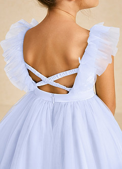 Azazie Cherub Flower Girl Dresses Lavender A-Line Strap Tulle Dress image4