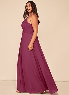 Azazie Ginger Bridesmaid Dresses Mulberry A-Line Halter Pleated Chiffon Dress image13