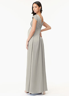 Azazie Allessia Abiti da damigella d'onore premaman Abito A-Line Plissettato Raso Elasticizzato Floor-Length image4