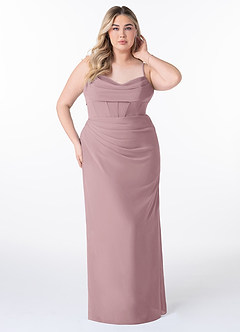 Azazie Mai Bridesmaid Dresses Dusty Rose Sheath Pleated Chiffon Dress image7