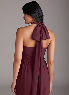 Azazie Lamara Bridesmaid Dresses Cabernet Off the Shoulder Chiffon Convertible Jumpsuit image10