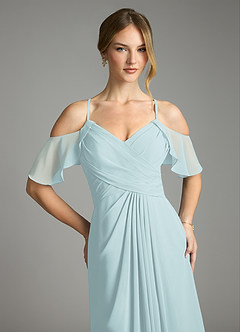 Azazie Dakota Bridesmaid Dresses Mist A-Line V-Neck Pleated Chiffon Dress image7