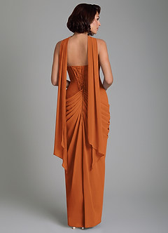 Azazie Nyra Robes de demoiselle d'honneur Robe Fourreau en Mousseline de soie Corset Cannelle image4