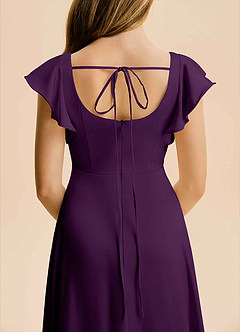 Azazie Bondi Junior Abito A-Line in Raso Elasticizzato Spacco Laterale Uva image6