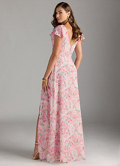 Azazie Omari Bridesmaid Dresses Abstract Watercolor Floral A-Line Chiffon Dress image8