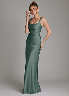 Azazie Agustina Bridesmaid Dresses Sea Moss Mermaid Corset Stretch Satin Dress image5