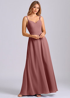 Azazie Beatrice Brautjungfernkleider A-Linie Herzausschnitt Chiffon Kleid Wüstenrose image4