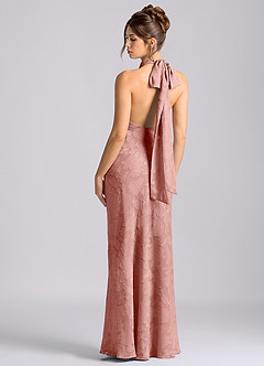 Azazie Velli Vestidos de damas de honor Vestido de Rosetón de Devorado Floral de Corte Sirena con Cuello Alto image2