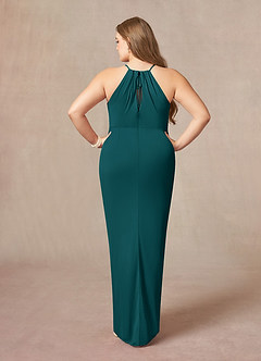 Azazie Hadid Mother of the Bride Dresses Peacock Sheath Pleated Mesh Dress image8