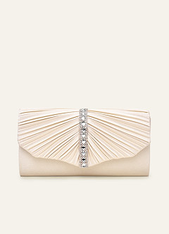front Pochette portefeuille en satin plissé cristal