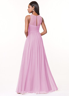 Azazie Nina Bridesmaid Dresses Candy Pink A-Line Pleated Chiffon Dress image2