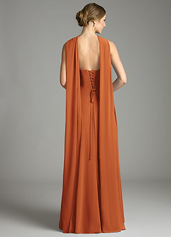 Azazie Ayla Abiti da Damigella Abito A-Line in Chiffon Scollo a Cuore Cannella image9