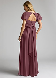 Azazie Madisynn Brautjungfernkleider für Schwangere Schleifen Chiffon Bodenlänge Kleid image2
