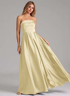 Azazie Lucienne Bridesmaid Dresses Lemon Sorbet A-Line Strapless Stretch Satin Convertible Dress image8