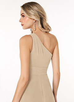 Azazie Dallas Bridesmaid Dresses Champagne A-Line One Shoulder Chiffon Dress image5